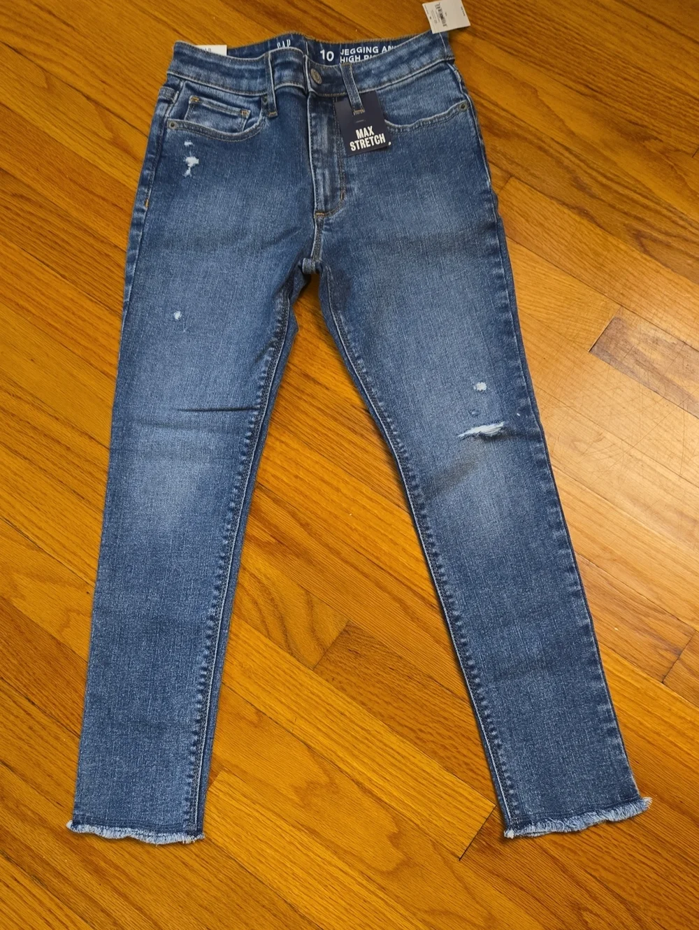 GAP Blue Distressed Stretch Jeggings